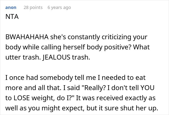 Text post with a user describing frustration over coworker preaching body positivity while skinny-shaming.