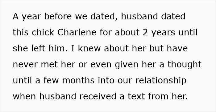 Alt text: Woman reading text message, discovering proof of husband cheating and dealing with crazy ex-girlfriend drama.