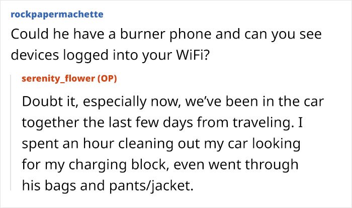 Woman reads online forum post about proof of cheating and how extreme ex-girlfriends can behave.