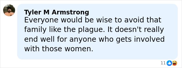 Screenshot of a social media comment warning to avoid a certain family, sparking buzz about Timothée Chalamet and Kylie Jenner.