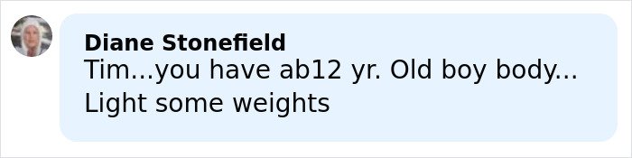 Comment on social media platform by Diane Stonefield mentioning Timmy and advising to lift weights, sparking buzz around Timothée Chalamet and Kylie Jenner.