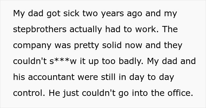 Text excerpt discussing family dynamics and challenges when emptying father's estate during illness and estate management issues.