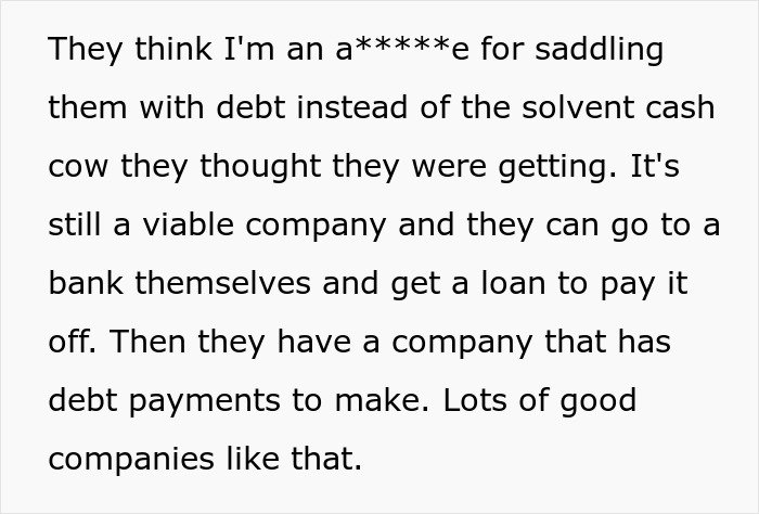 Text discussing the challenges of emptying a father's estate and issues with debt and company solvency.