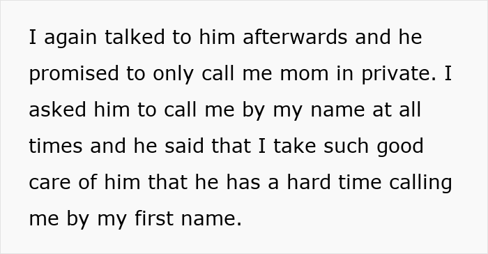 Text showing a woman weirded out as coworker insists on calling her work mom despite her requests to use her first name.