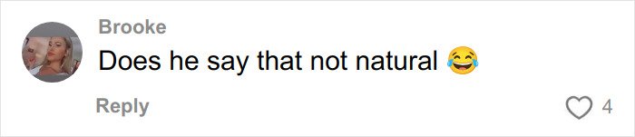 Comment from Brooke saying does he say that not natural with a laughing emoji on a social media post about Timothée Chalamet using Kylie's BBL.