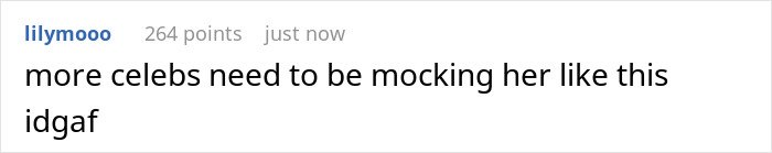 Text comment criticizing Ariana Grande, suggesting more celebrities should mock her, referencing Ariana Grande brutally roasted.