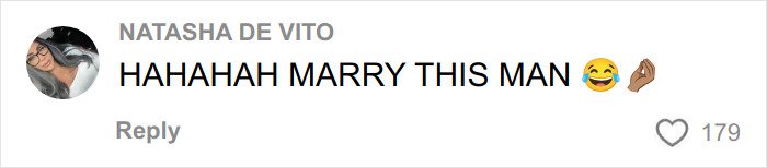 Comment by Natasha De Vito reacting to a surprising Hinge match on a woman’s first date with laughter and praise.