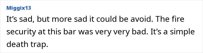 User comment about fire safety issues at Swiss resort involved in horrific blaze that claimed nearly 50 lives.