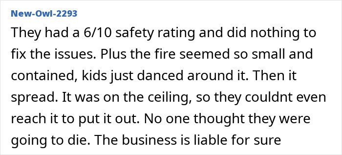 Comment describing safety rating and fire spread in a horrific Swiss resort blaze that claimed nearly 50 lives.