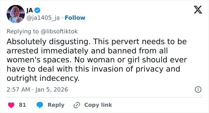 Tweet expressing outrage over a Planet Fitness bathroom incident sparking transphobic and gender locker room policy debates.