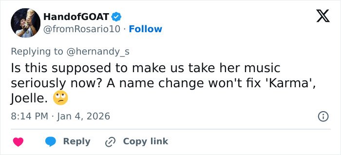 Social media user questions JoJo Siwa’s name change amid dramatic transformation and new career direction.