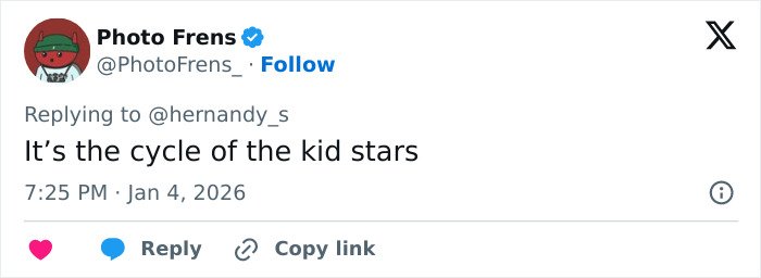 Social media comment discussing the end of JoJo Siwa’s bizarre adventure and her dramatic transformation.