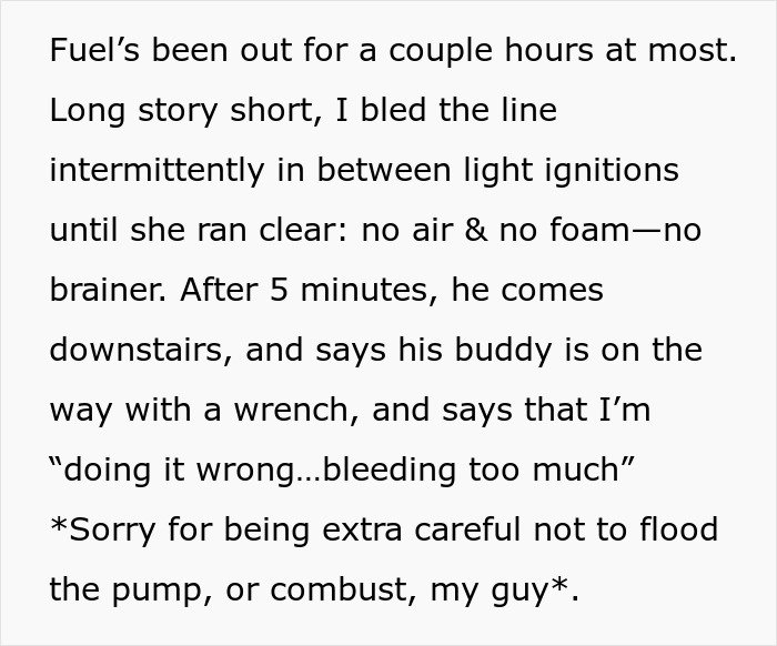 Text about woman ready to dump boyfriend because he feels emasculated when she fixes things, explaining a repair process.
