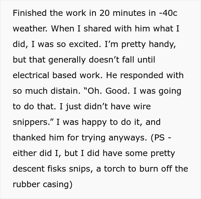 Text discussing a woman feeling ready to dump her boyfriend because he feels emasculated when she fixes things around the house.