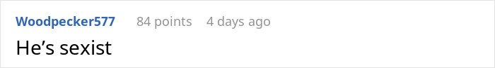 Screenshot of an online comment reading