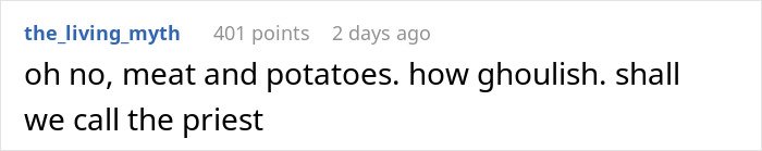 Comment on a post reacting with disgust to traditional gross food instead of American dishes.