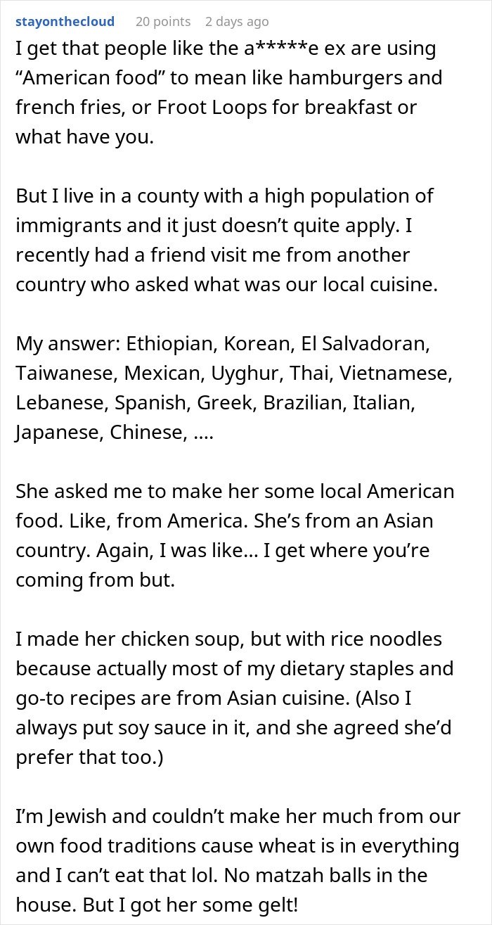 Man making faces and throwing a fit after getting traditional gross food instead of American dishes at a restaurant.