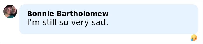 Rob Reiner wife Michele email screenshot of comment by Bonnie Bartholomew Im still so very sad with crying emoji