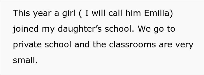 Screenshot of parent's note about a new girl in my daughter's small private school, daughter attend birthday