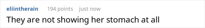 Screenshot of a social media comment reading They are not showing her stomach at all about Rihanna lingerie photos