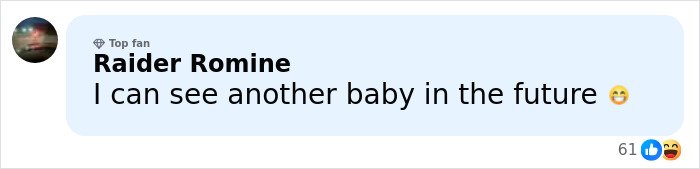 Social media comment bubble I can see another baby in the future with reactions, Rihanna distorted lingerie photos