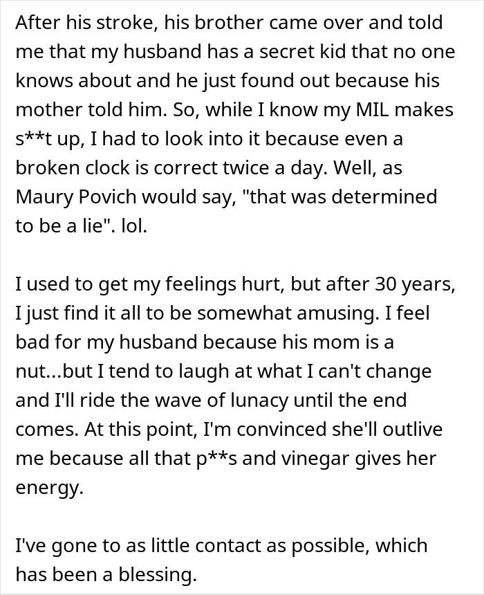 Screenshot of a forum post about family drama and inheritance, Greedy Mom upset over dad's inheritance plans.