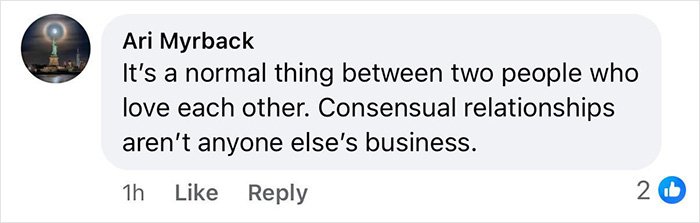 Gay couple responds screenshot showing comment defending their New Years Eve kiss as normal and consensual
