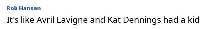 Brunette Sydney Sweeney referenced in a screenshot of a comment saying It's like Avril Lavigne and Kat Dennings had a kid