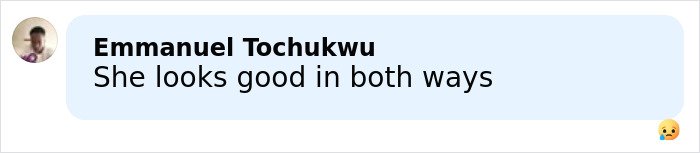User comment bubble reading She looks good in both ways with sad emoji, referencing Brunette Sydney Sweeney