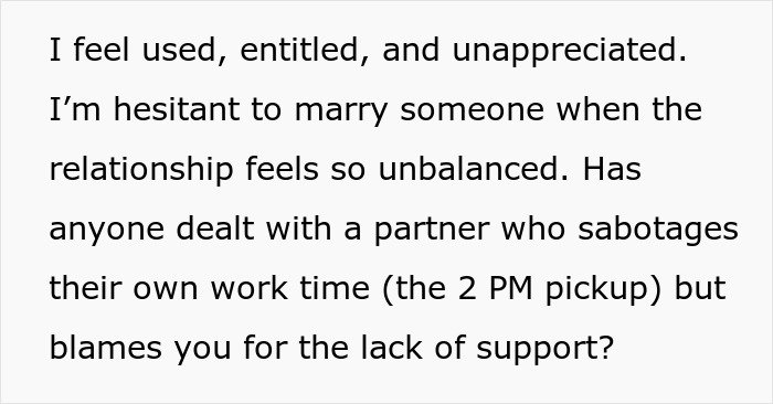 Post screenshot: I feel used and unappreciated; man feels like his GF's ATM after she quit job and demands marriage