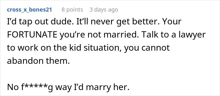 Reddit screenshot of comment urging man to not marry her, stating he feels like his GF's ATM and to consult a lawyer