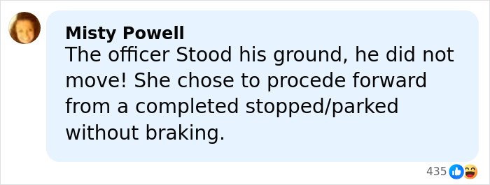 Comment by Misty Powell defending officer&rsquo;s actions after woman slain by ICE in her car in Minneapolis, discussing incident details.