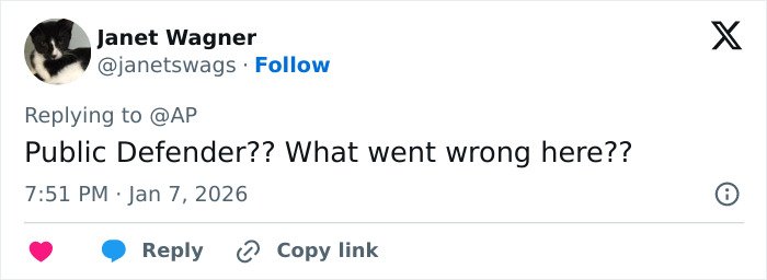Screenshot of a social media post questioning public defender and discussing Nick Reiner’s family breaking silence after lawyer quits case.
