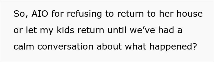 Text message discussing refusal to allow a visit or return of kids until a calm conversation takes place.