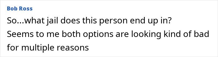 Screenshot of a forum comment by Bob Ross questioning jail options in the controversy over media coverage of trans chef.