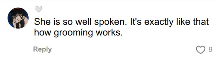 Comment on Jennette McCurdy discussing her addictive relationship with a much-older man as a teen.