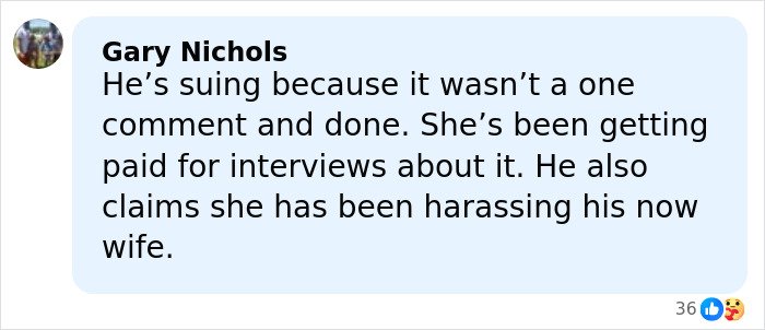 Comment from Gary Nichols on former NFL star's ex-wife opening up after invasive manhood size lawsuit.