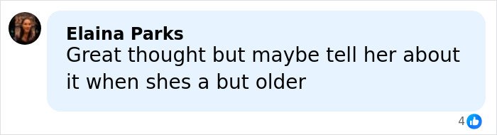 Comment on social media discussing Dax Shepard's talk with 11-year-old daughter about freezing her eggs.