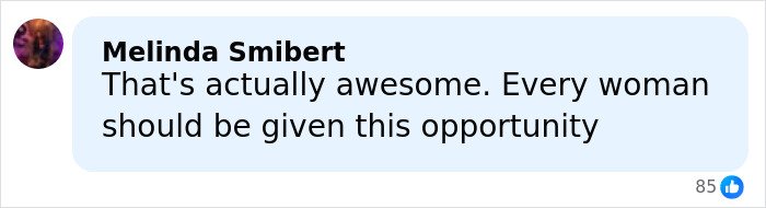 Comment by Melinda Smibert expressing support for empowering women with the opportunity to freeze eggs.