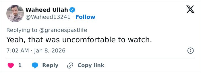 Tweet from Waheed Ullah saying the Ariana Grande and Madonna performance was uncomfortable to watch, sparking fan backlash.