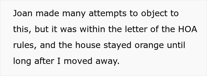 Text excerpt describing an HOA president’s power-trip and harassment incident involving a couple and neighborhood rules enforcement.