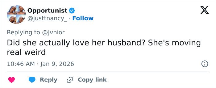 Screenshot of a tweet discussing Erika Kirk amid custody speculation after a congresswoman’s explosive remark.
