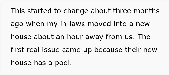 Text describing a family conflict where in-laws are banned from babysitting over concerns about the grandchild’s safety.