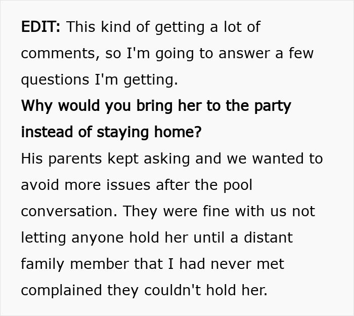 Text excerpt discussing concerns about grandchild safety, in-laws refusing to take precautions seriously and babysitting ban.