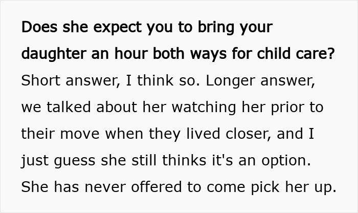 Text excerpt about in-laws refusing to prioritize grandchild safety and babysitting arrangements causing conflict.