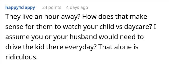 Screenshot of a comment discussing in-laws refusing to take grandchild’s safety seriously and losing babysitting privileges.