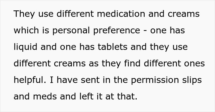 Text excerpt about parent refusal to make twins less similar for school to distinguish them easier.