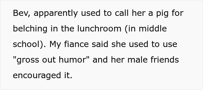 Text excerpt discussing fiancée’s bullying history and impact on relationships with male friends' encouragement.