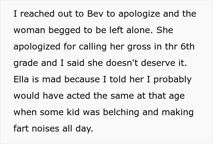 Text excerpt about fiancée’s obsession with her bully and stalking causing relationship issues, with apology mentioned.
