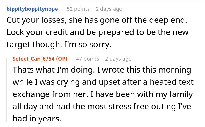 Reddit comments discussing fiancée’s obsession with her bully and the impact on relationships and stalking concerns.